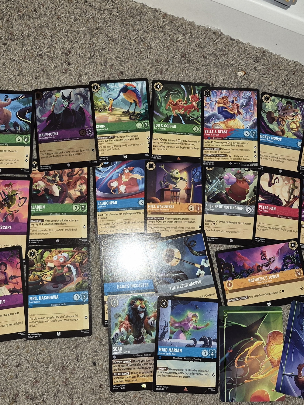 Disney Trading Card Lot - Purple, Green, Blue, Yellow